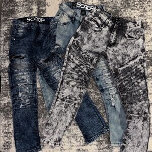 Scoop Kids Distressed Jeans - Blue and Gray 3 pair